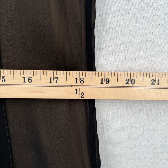 SCHUMACHER Fringe Trim Tunic Tank Top Women M Black Sheer Stripe Silk Scoop Neck - Picture 12 of 13